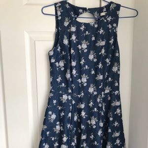 blue flower printed dress